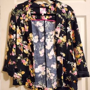 Women's blazer. Candies. Size S. Black with floral print/neon colors.
